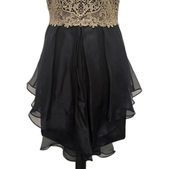 Marchesa Notte‎ Sleeveless Embroidered Homecoming Dress Black Gold Size 6 - Picture 3 of 6